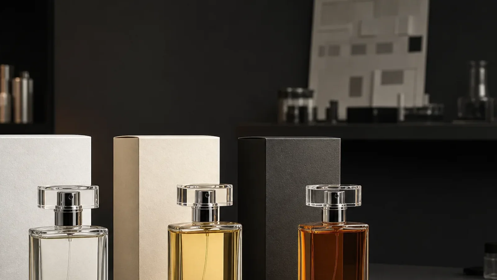 Equipo de una marca de perfumes revisando opciones de fragancia y envase, relacionado con cómo solicitar un presupuesto de perfume