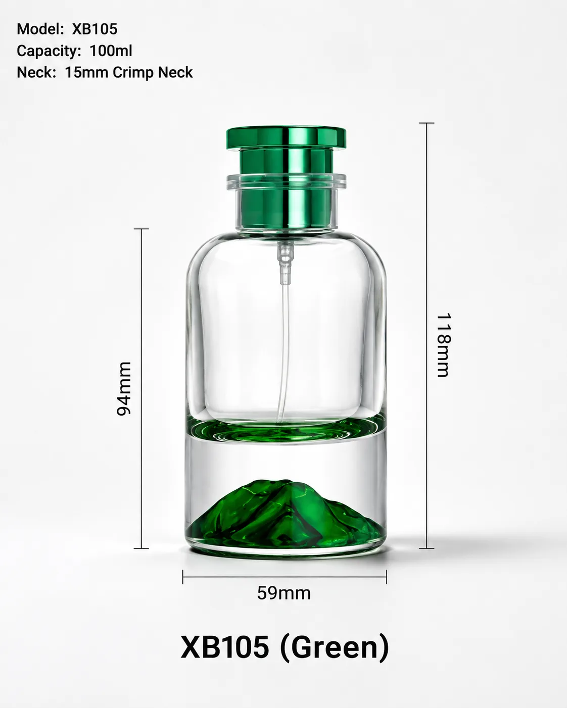 XB105 green perfume bottle