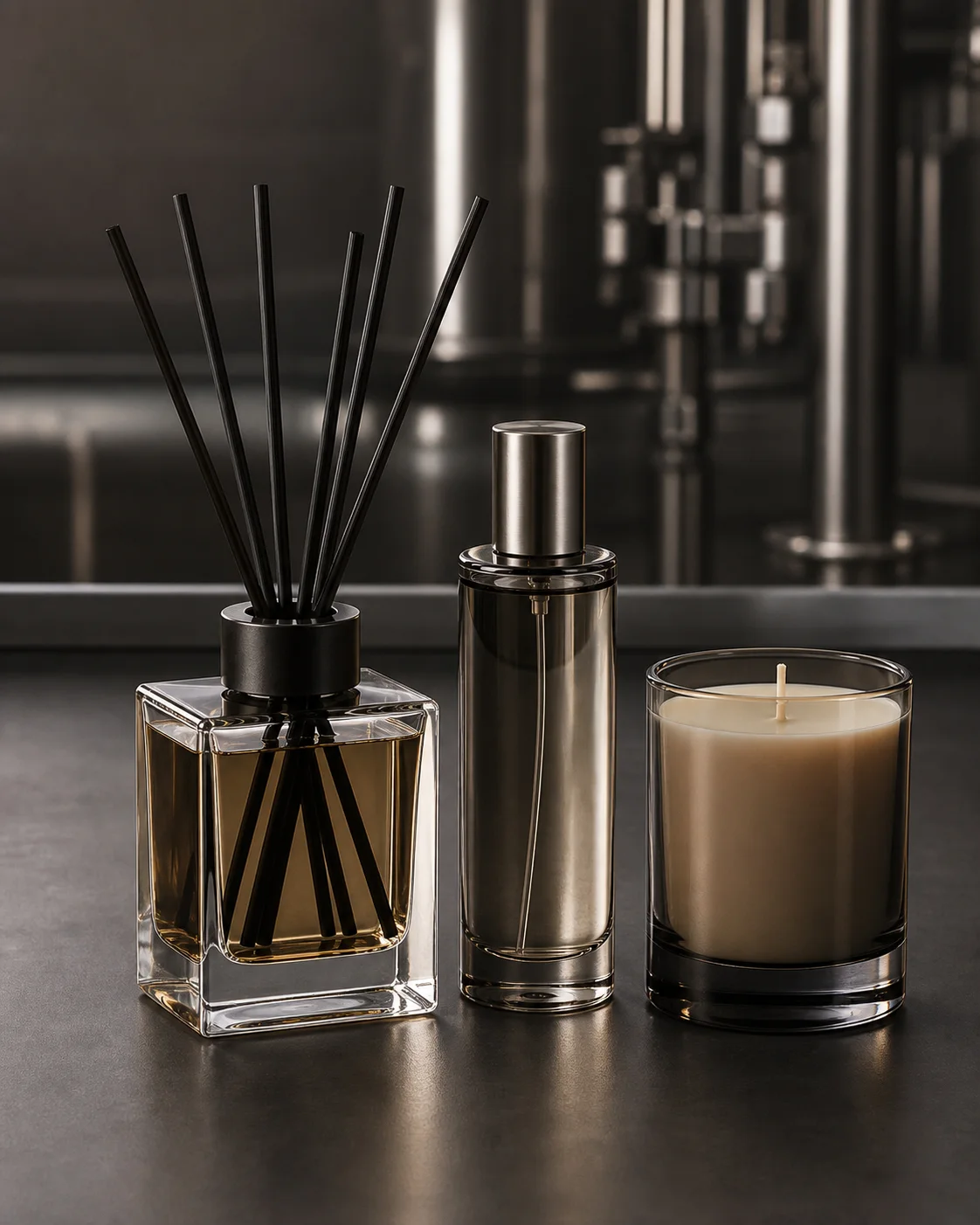 Unbranded reed diffuser, room spray and candle for home fragrance manufacturing